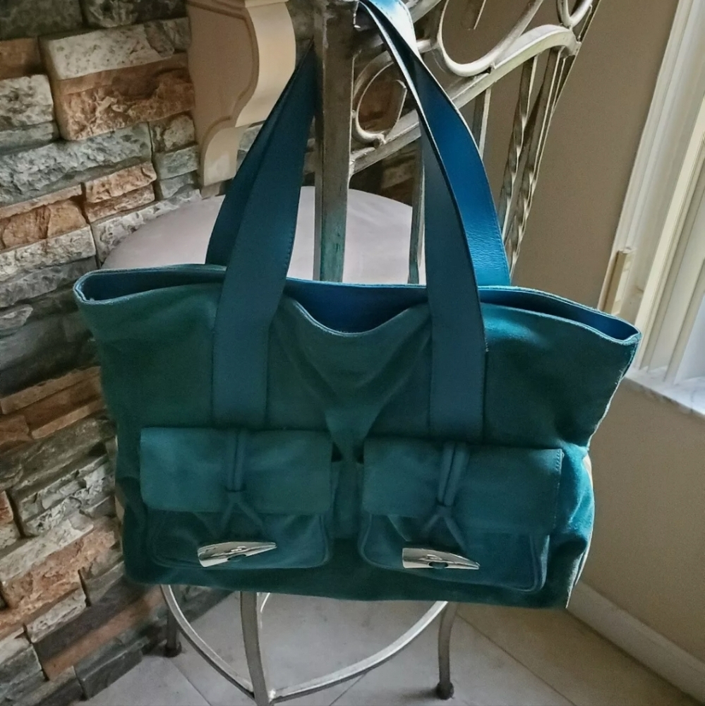 Burberry suede leather handbag-large